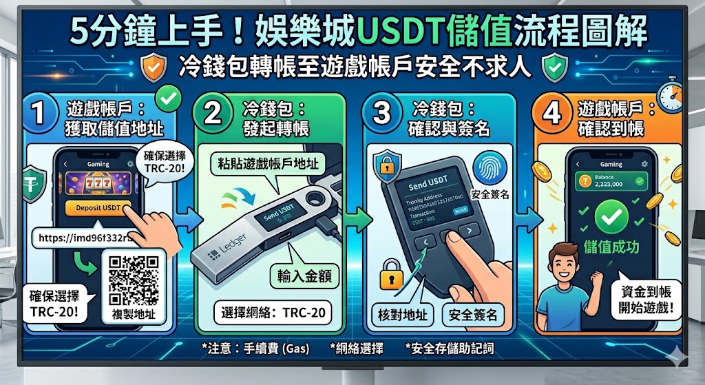 5分鐘上手!娛樂城usdt儲值流程圖解,冷錢包轉帳至遊戲帳戶安全不求人