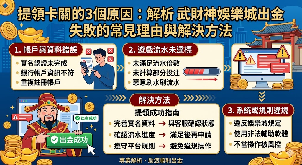 提領卡關的3個原因：解析 武財神娛樂城出金 失敗的常見理由與解決方法